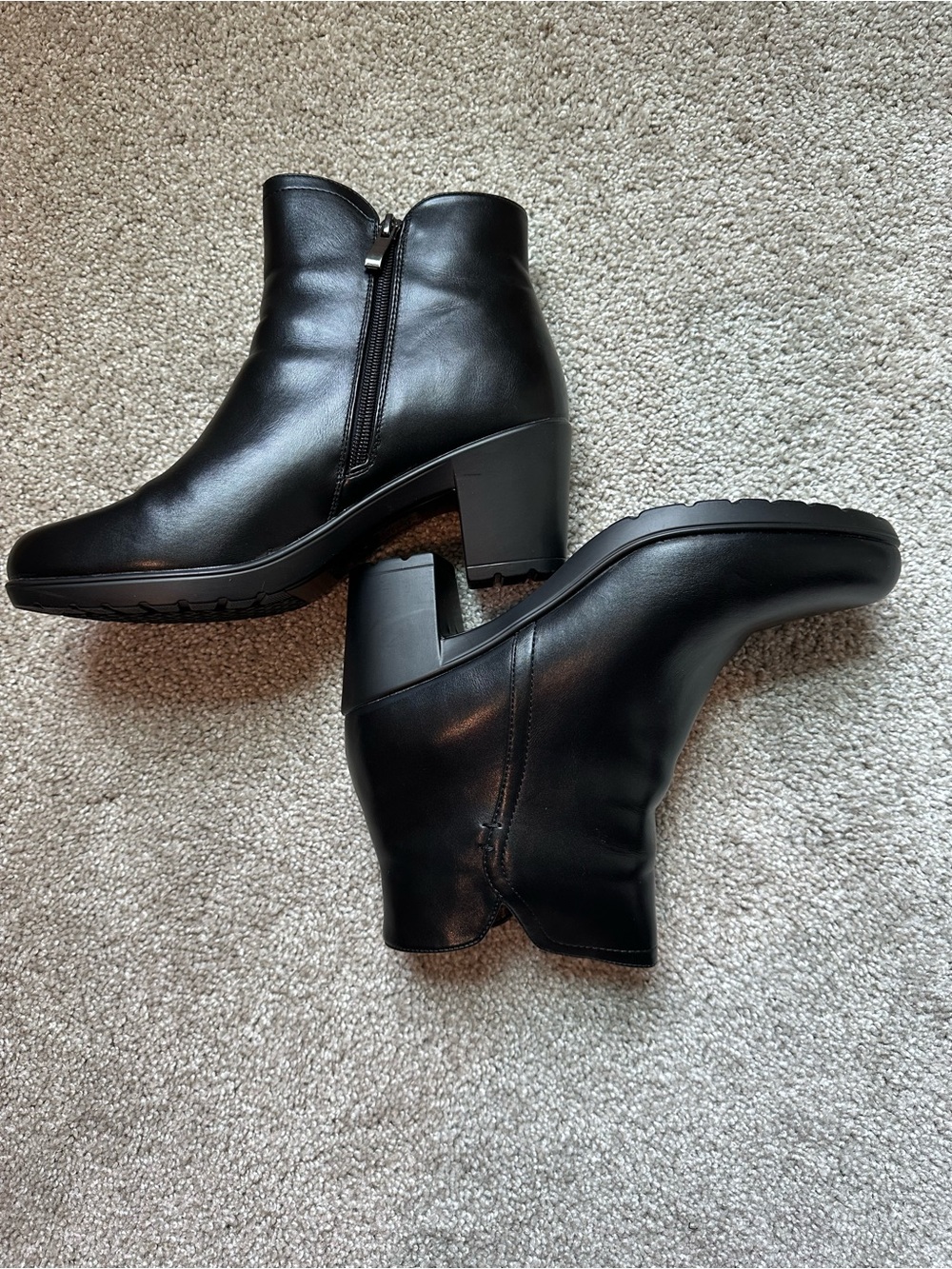 Dream Pairs Black Side-Zip Block Heel Ankle Boots